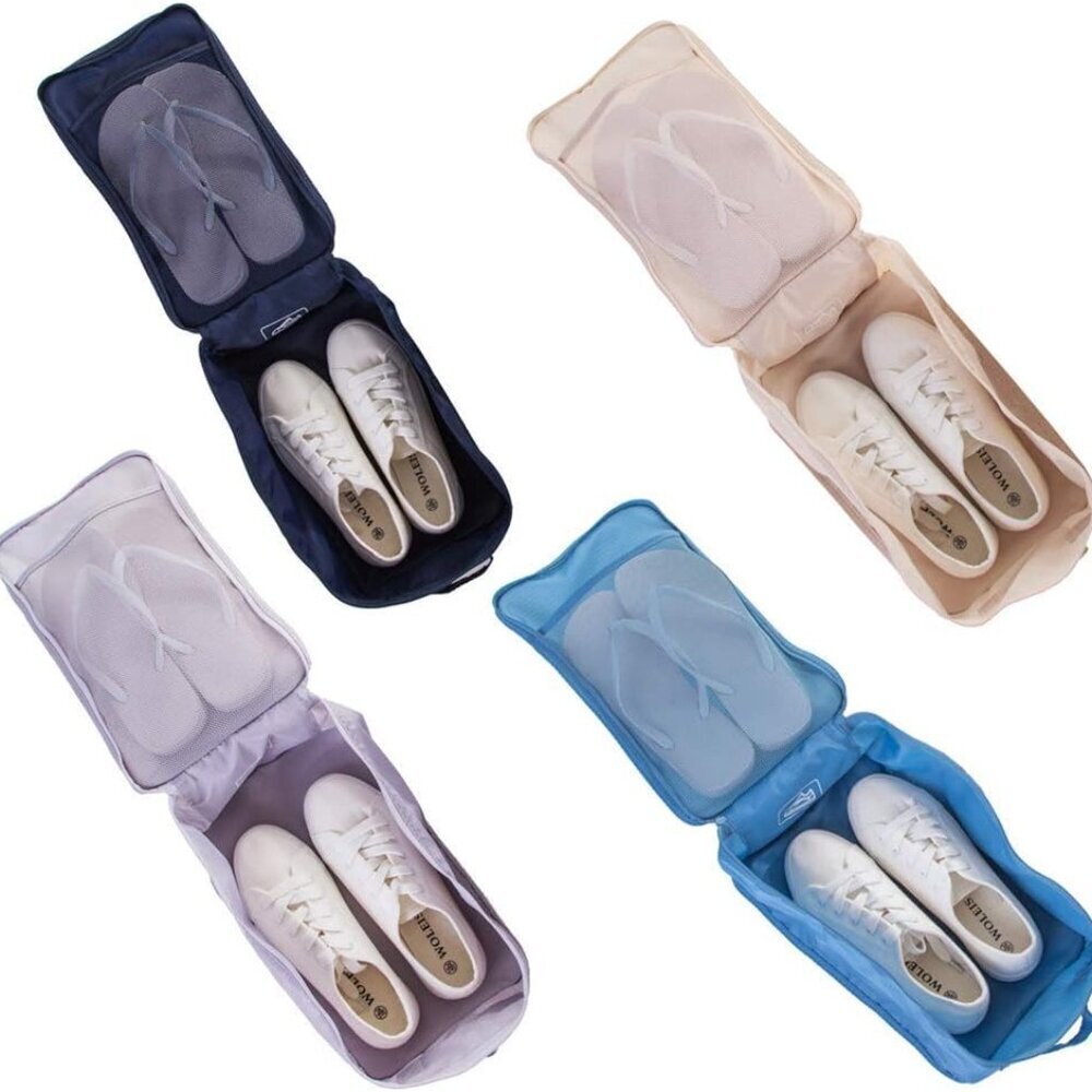 Travel Shoe Bags, Foldable Waterproof Shoe Puches Organizer-Double Layer Multi-c